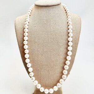 Antique 14K Akoya Cultured Pearl Strand Necklace 6mm White 18" Length